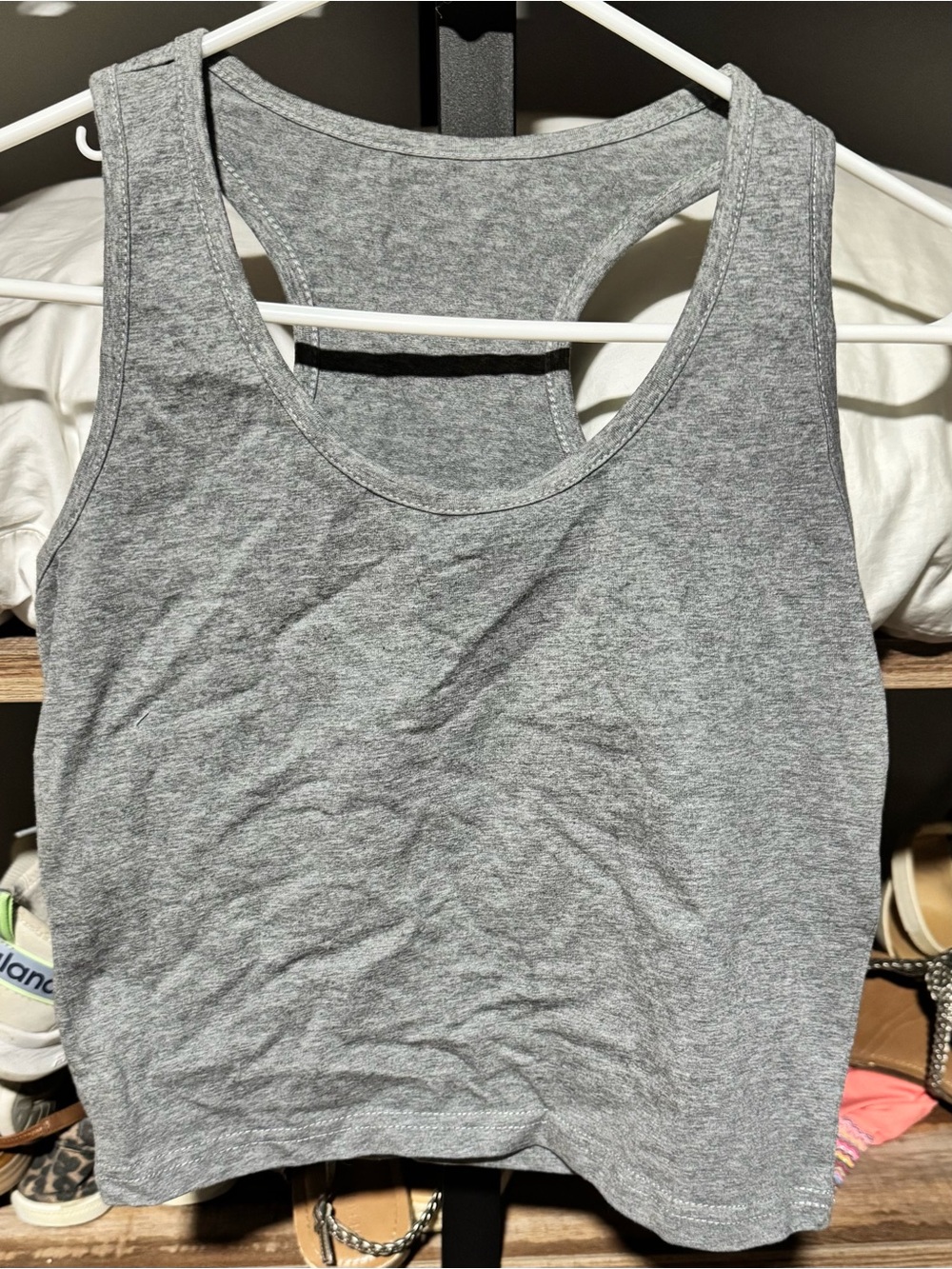 Amazon Gray Racerback Crop Tank Top - Heather Gray